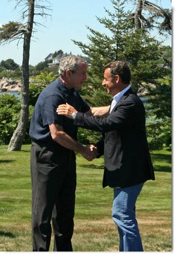 President Bush Welcomes French President Sarkozy to Walker'