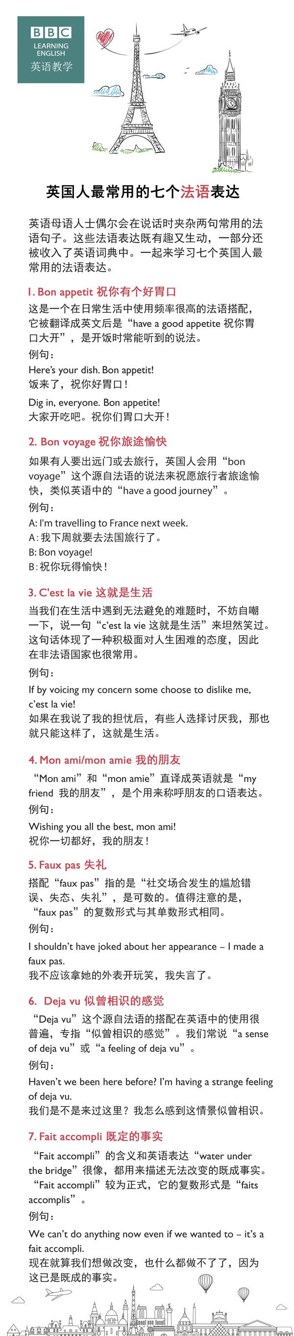 英国人最常用的七个法语表达